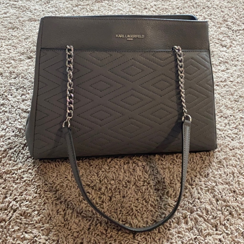 Karl Lagerfeld Gray Quilted Shoulder Bag